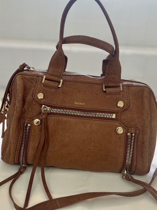 Botkier Handbags - Botkier Satchel Bag Tan Pebbled Leather Gold Hardware Handbag